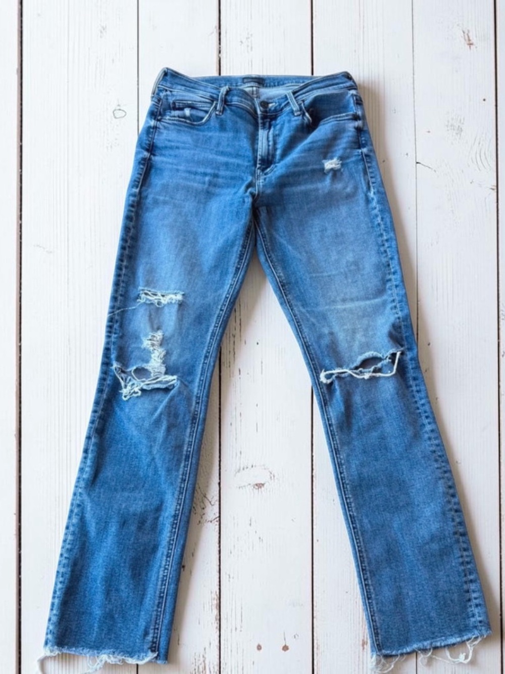 MOTHER Womens Mid Rise Dazzler Ankle Fray Weekend Warrior Jeans Size 28